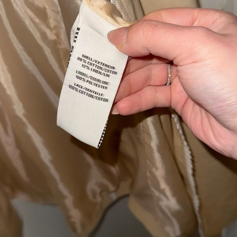 Beige Trench Coat with White Scalloped Trim by - Picture 3 of 4